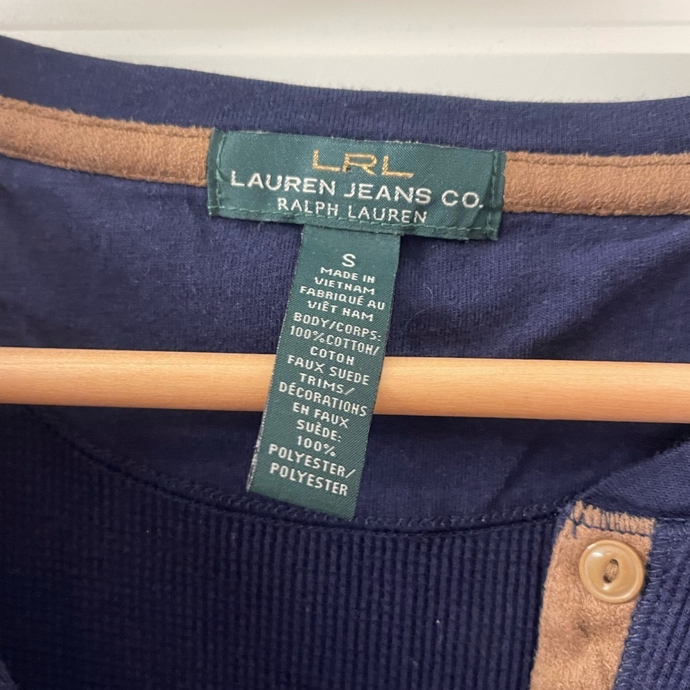 Ralph Lauren Dark Blue waffle knit 100% Cotton Long Sleeve Dress - Picture 3 of 3